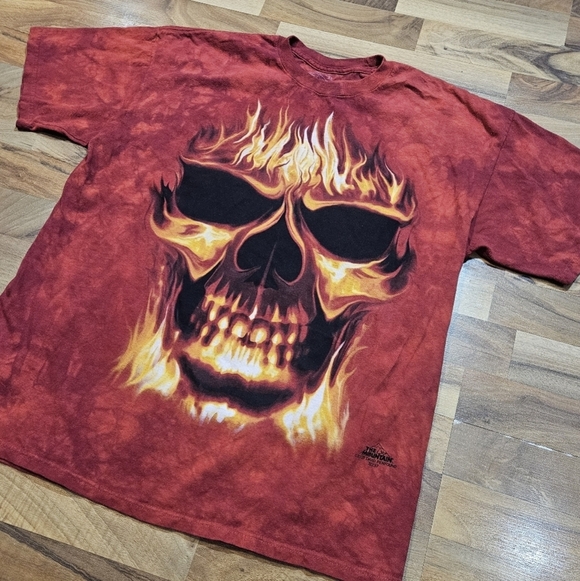 The Mountain Other - The Mountain David Penfound Flaming Skull T-Shirt Men’s XL 2005 Fire Graphic